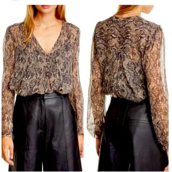 Veronica Beard Lowell Snake Print Silk Blouse - Picture 12 of 13